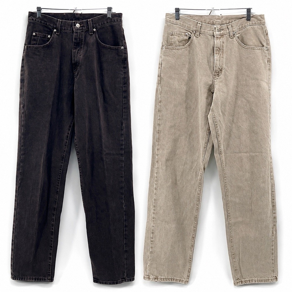 Vintage Lee Jeans Riveted Mens 34x32 Brown Denim Straight Leg USA Made 2 Pr
